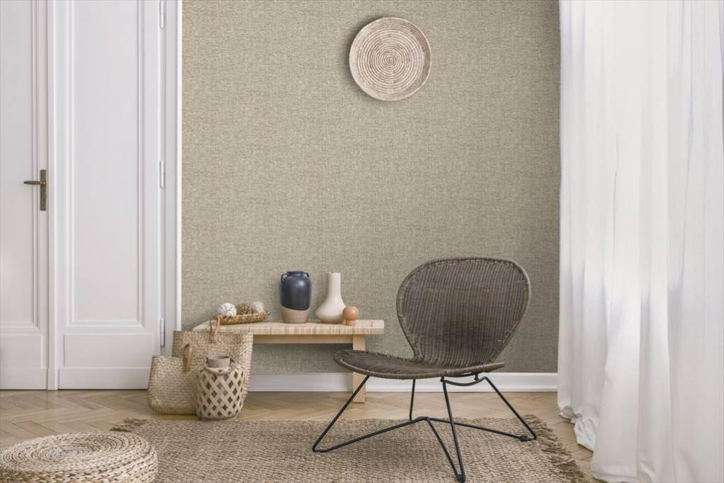 Papier peint vlieseline ATMOSPHERE Toile de jute taupe | Leroy Merlin