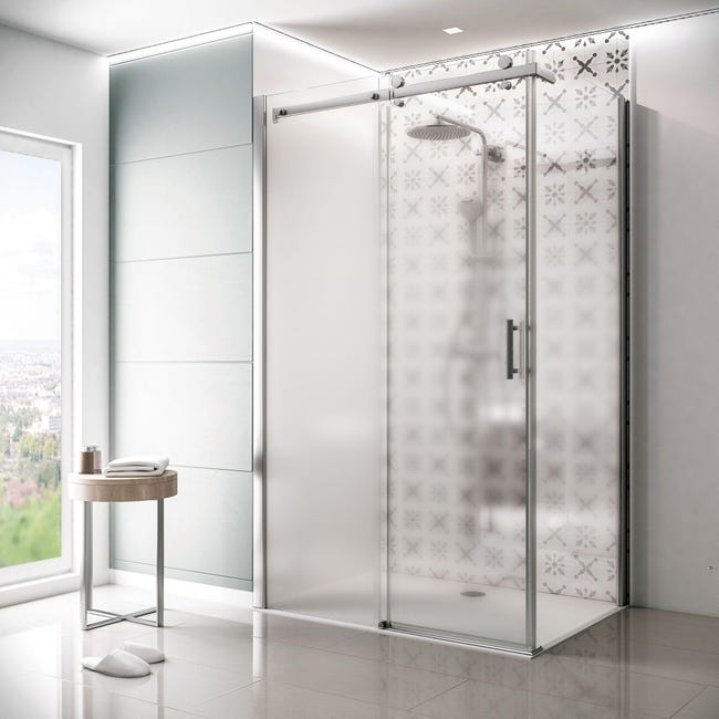 Porte de douche coulissante transparent, chromé 170 cm, Delia
