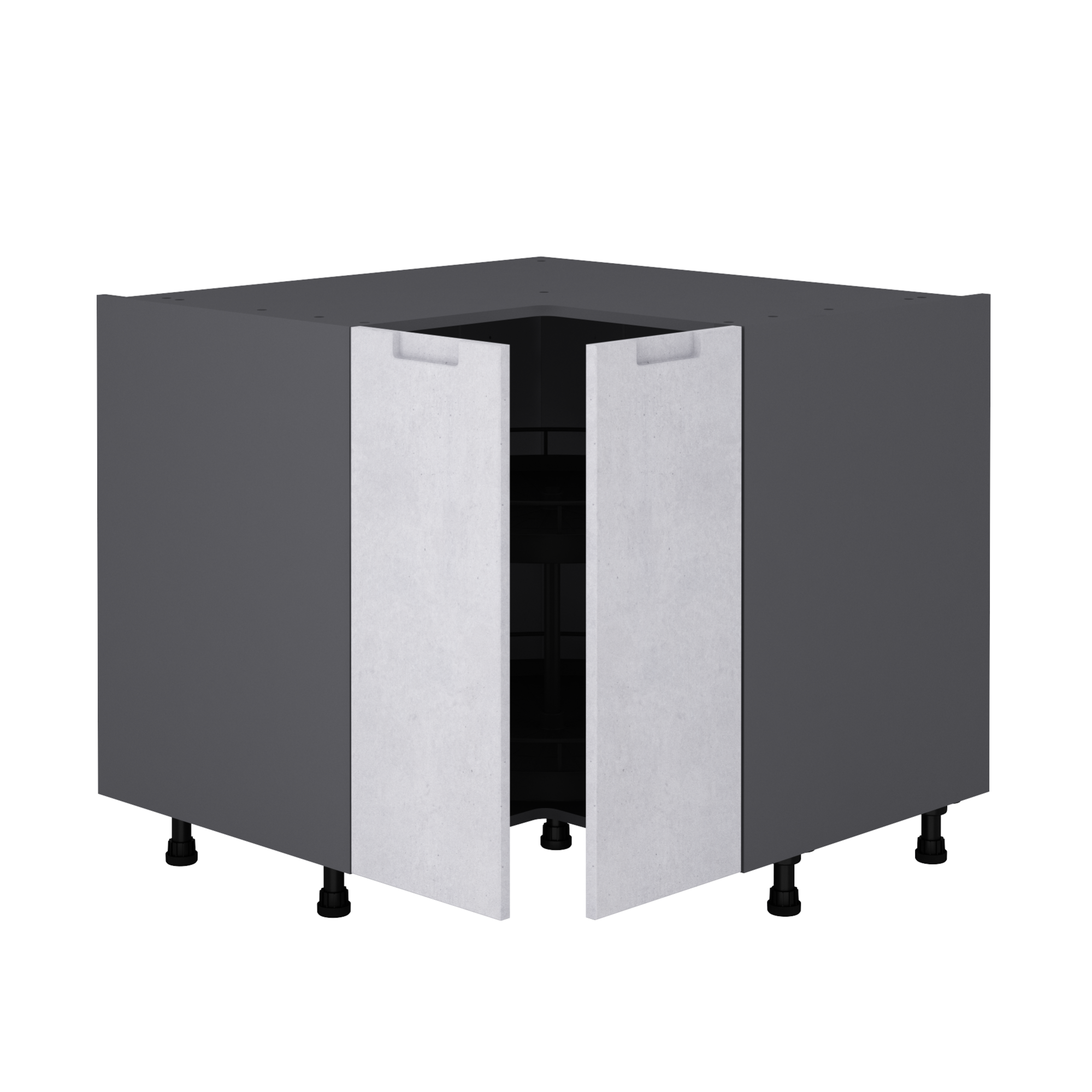 Meuble bas d'angle de cuisine Berlin effet béton, 2 portes H77xl97