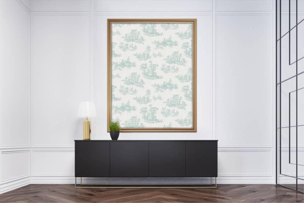 Papier peint vinyle THE COUNTRY HOUSE Toile de Jouy vert | Leroy Merlin