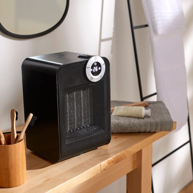 Mini radiateur soufflant en céramique 1800 W - Noir