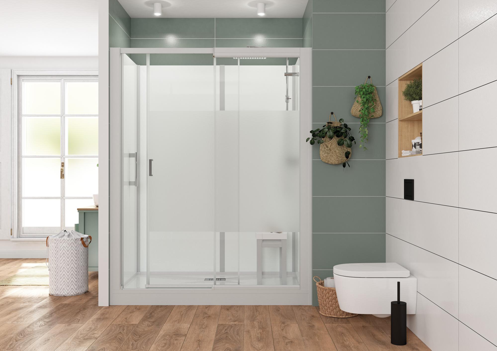 Cabine de douche panneaux hauts KINEDO L.140 x l.80 cm, Konfordouche