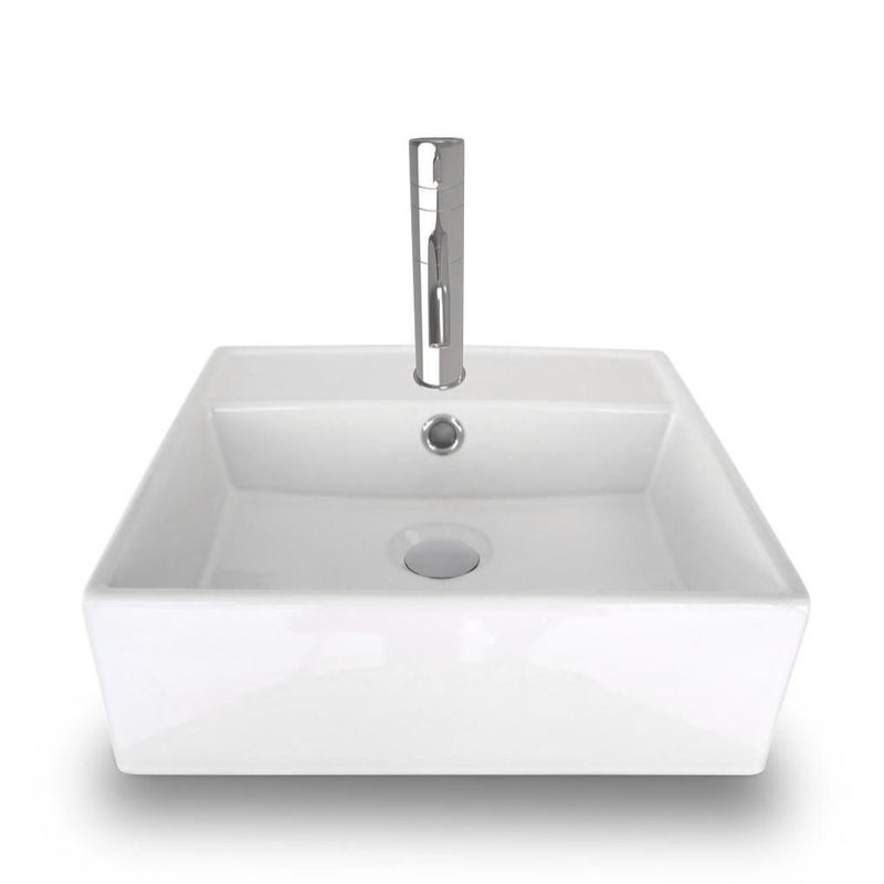 Vasque à poser céramique carré Square 40 l.38 x P.38 cm blanc blanc brillant