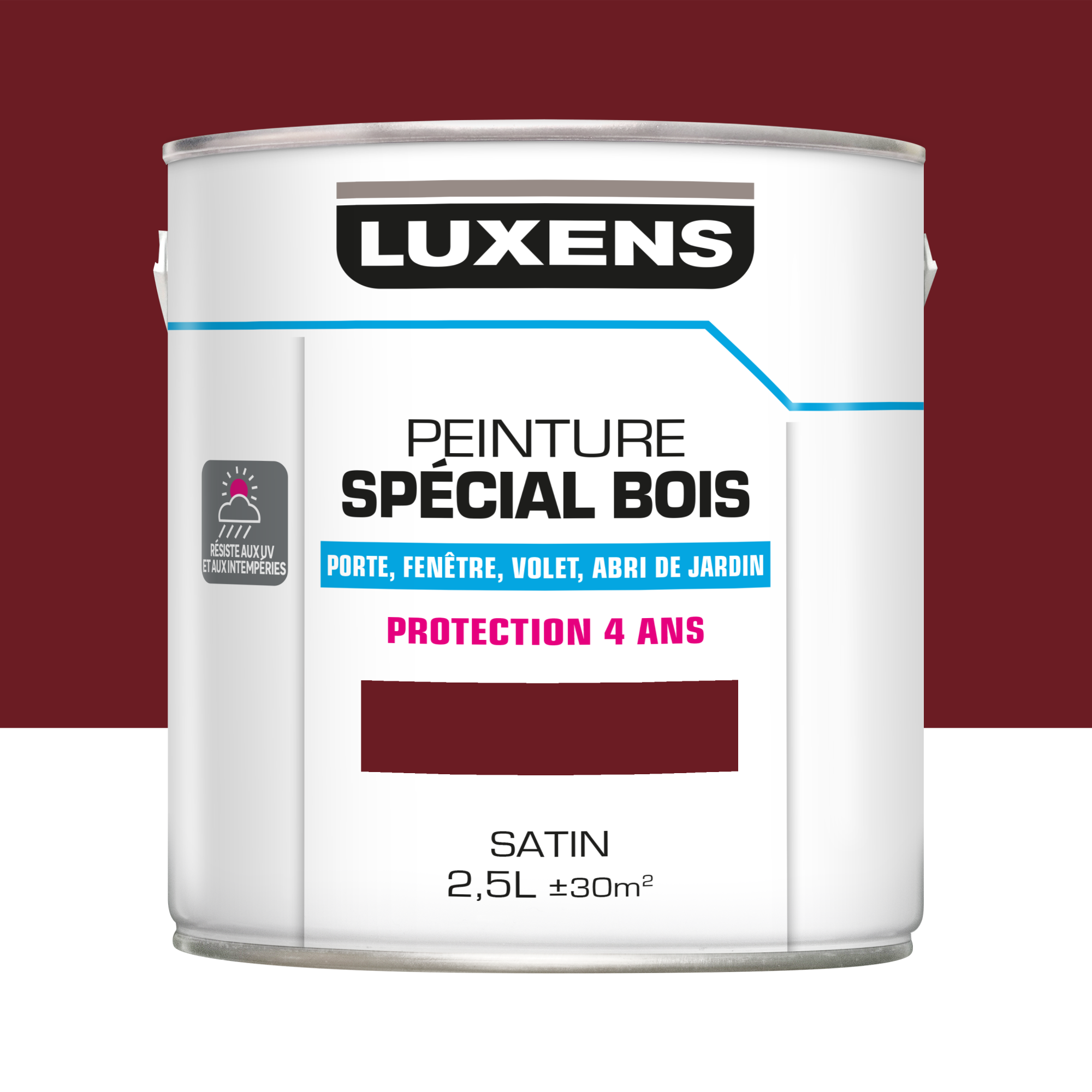 Peinture extérieure bois , LUXENS rouge basque satiné 2.5l Leroy