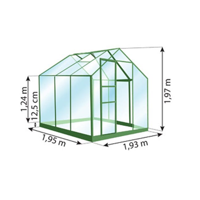 Serre de jardin en verre trempé ALLIUM 2,50 m² - Aluminium naturel