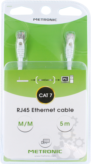 Câble réseau/ethernet RJ45 LAN mâle/mâle Cat5e Gold blanc avec