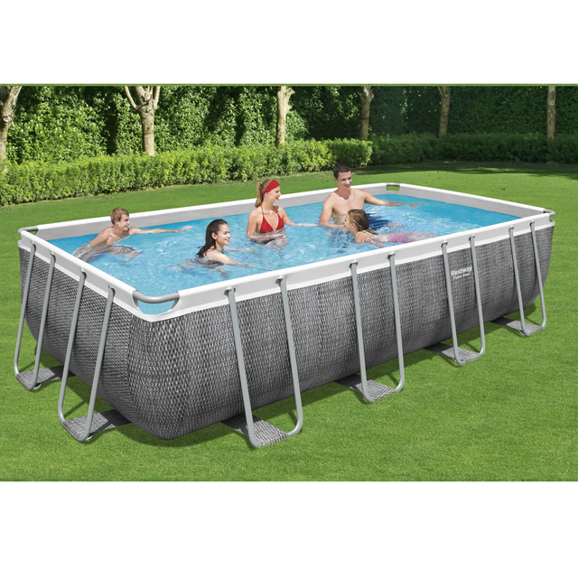 Summer Waves Frame Pool Rectangulaire 549x274x132 cm Gris Kit piscine hors  sol Piscine de jardin & Piscine en plastique