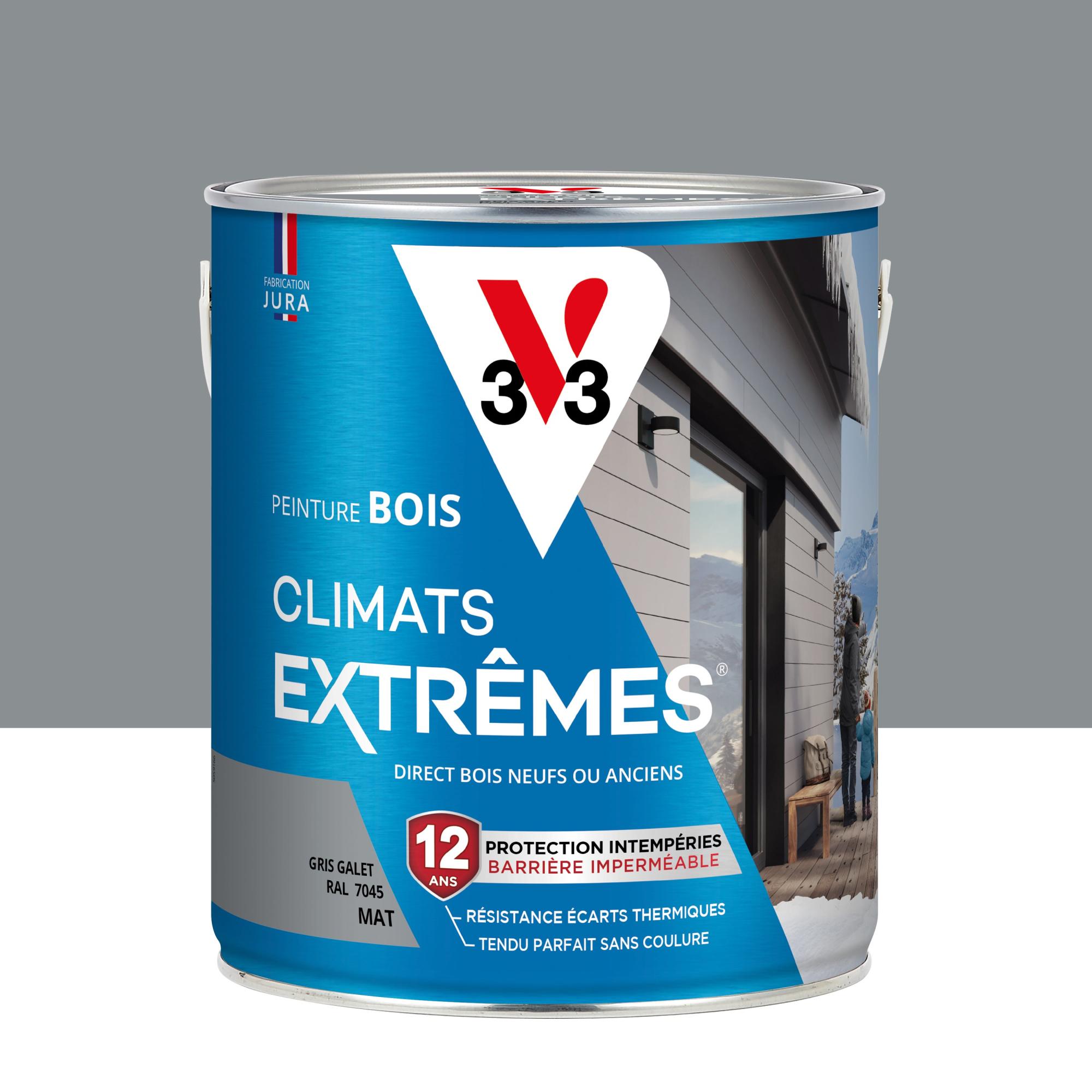 Peinture extérieure bois Climats extrêmes® V33 gris galet mat 2.5l Leroy Merlin