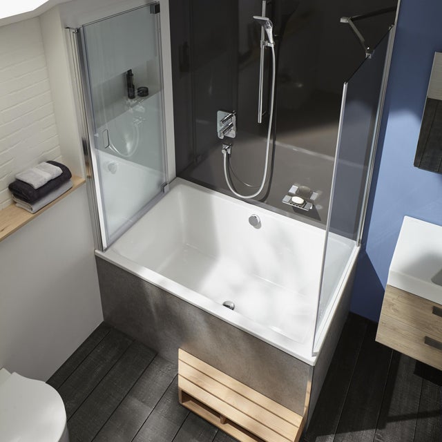 Baignoire bain douche rectangulaire L.120x l.80 cm blanc, JACOB DELAFON Capsule