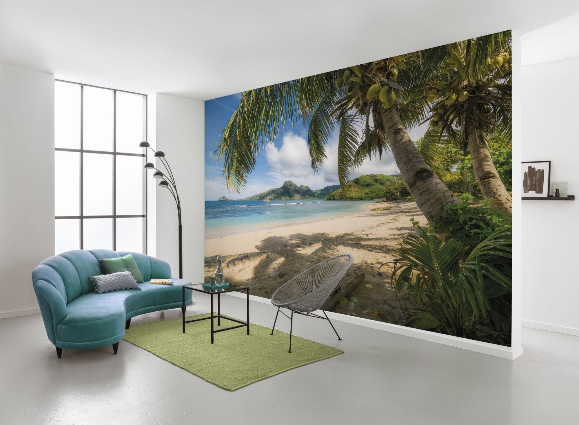 Papier peint-terrasse 103i 366x254cm-plage mer palmiers Caraïbes-avec vraiment la colle