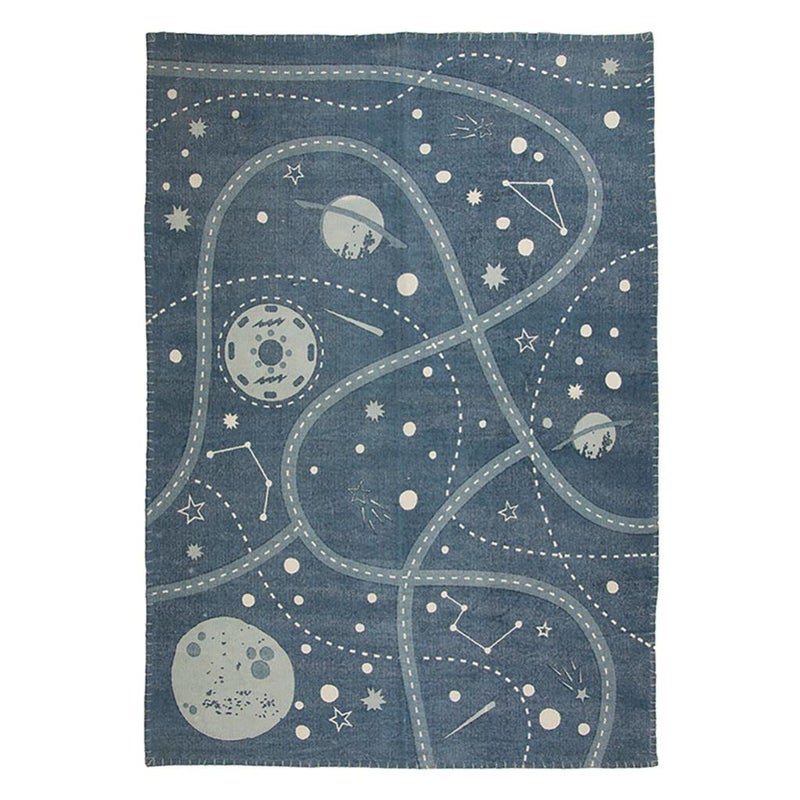 Tapis enfants multicouleur rectangulaire, l.100 x L.140 cm coton Little galaxy