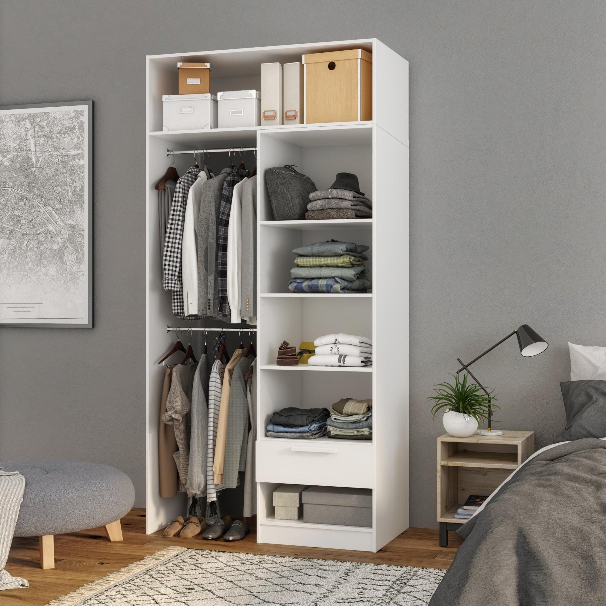 Dressing Extensible Dressing Extensible blanc ouvert H.240 x l.120 -160 x P.60 cm Home ...