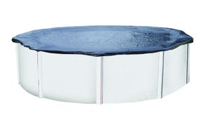 Bâche Piscine 6,2 m pour Piscine diamètre 5,40 m - Ronde - Filet  d'écoulement - Bleu - Résistante - Anti-UV - Œillets