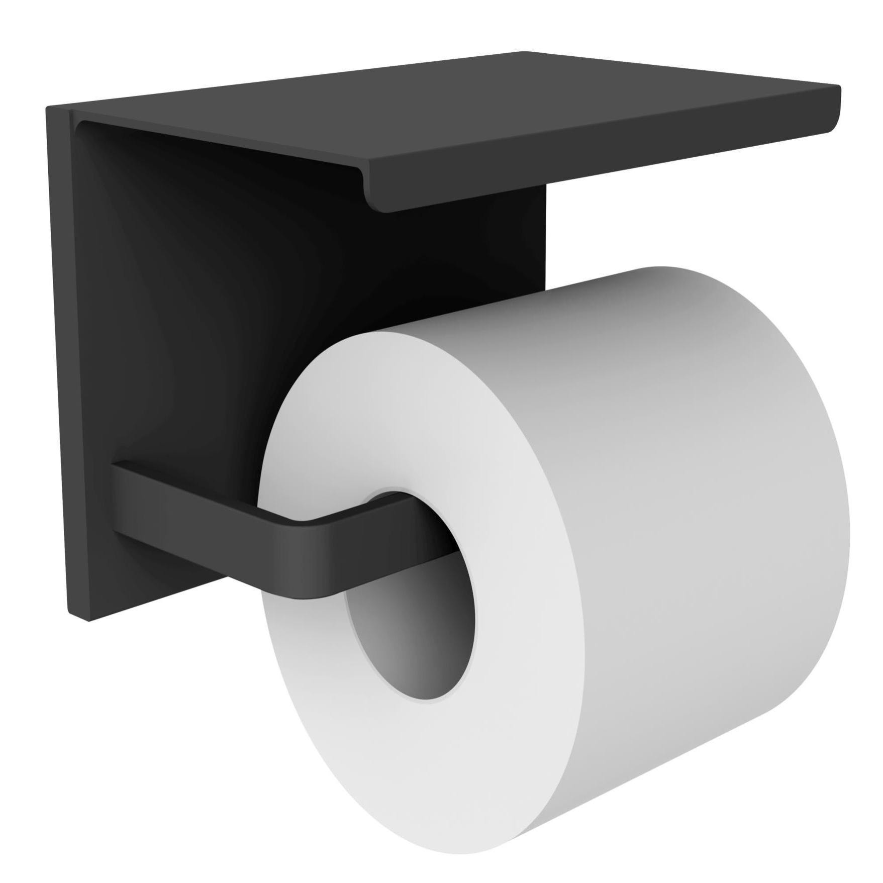 Dérouleur papier wc noir ou blanc mat et tablette téléphone