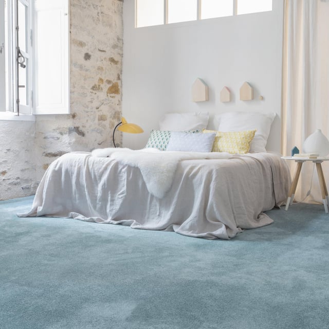 Dalle moquette velours ras BALSAN Ultrasoft bleu L.50 x l.50 cm