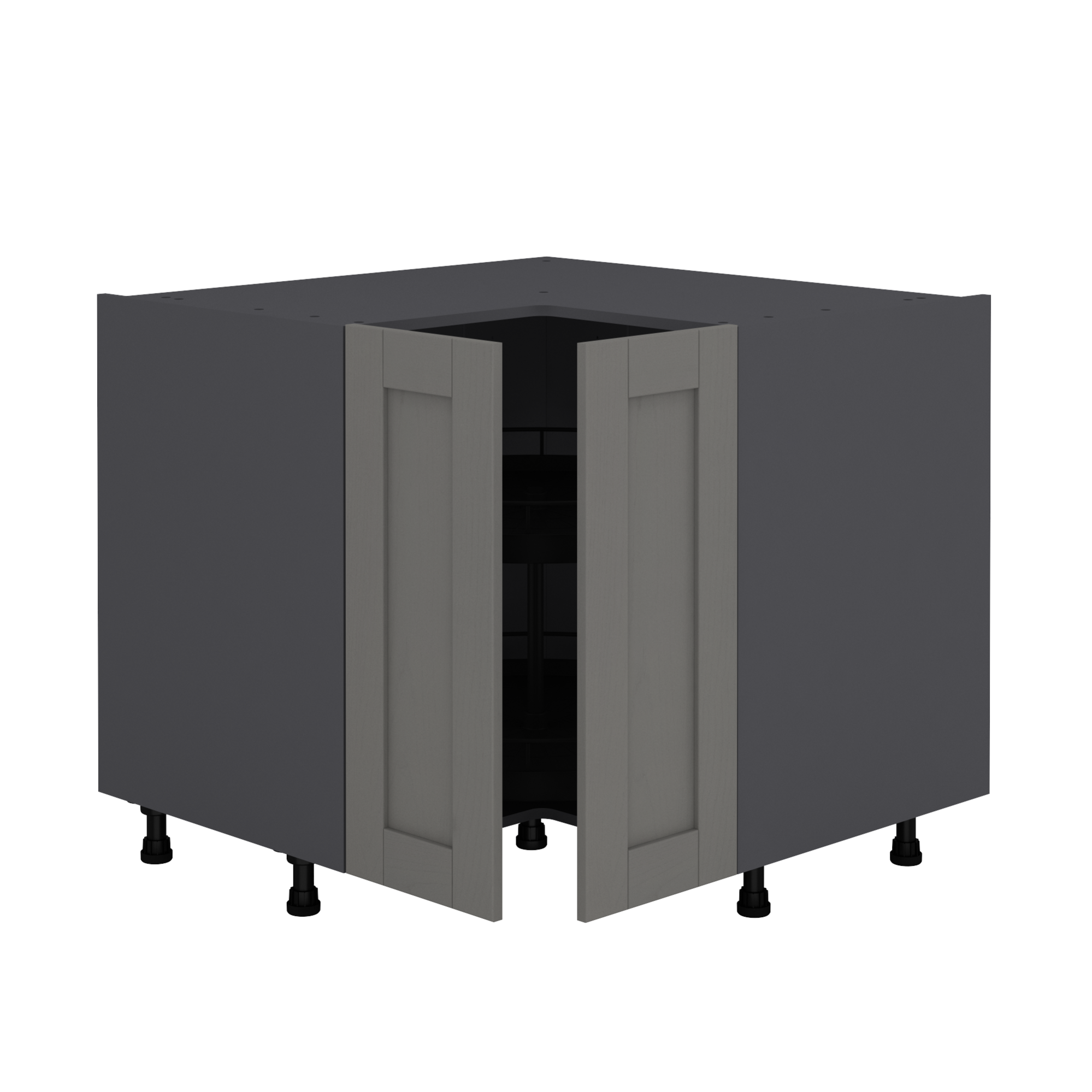 Meuble bas d'angle de cuisine Boston gris, 2 portes H77xl97 Leroy Merlin