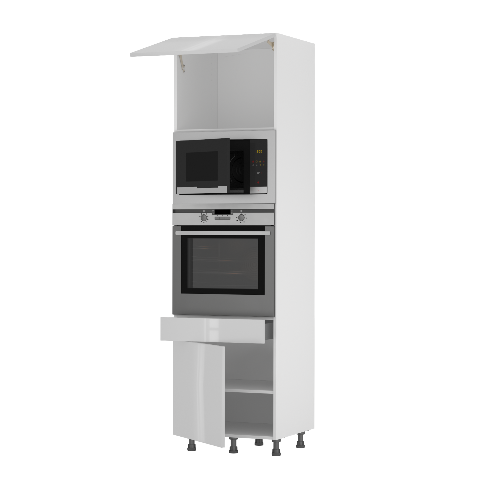 Colonne four de cuisine Helsinki gris, 2 portes et 1 tiroir H215xl60 Leroy Merlin