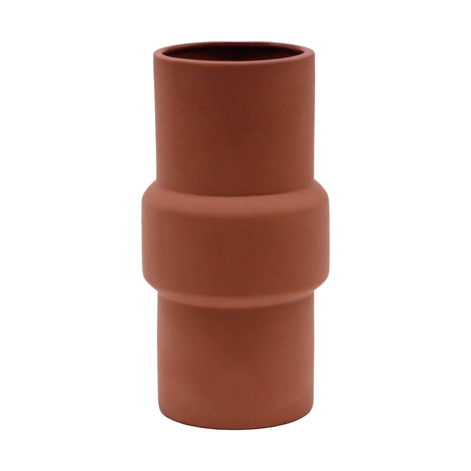 Vase décoratif céramique terracotta l.10.4 x H.20 cm, Diam.10.4 cm