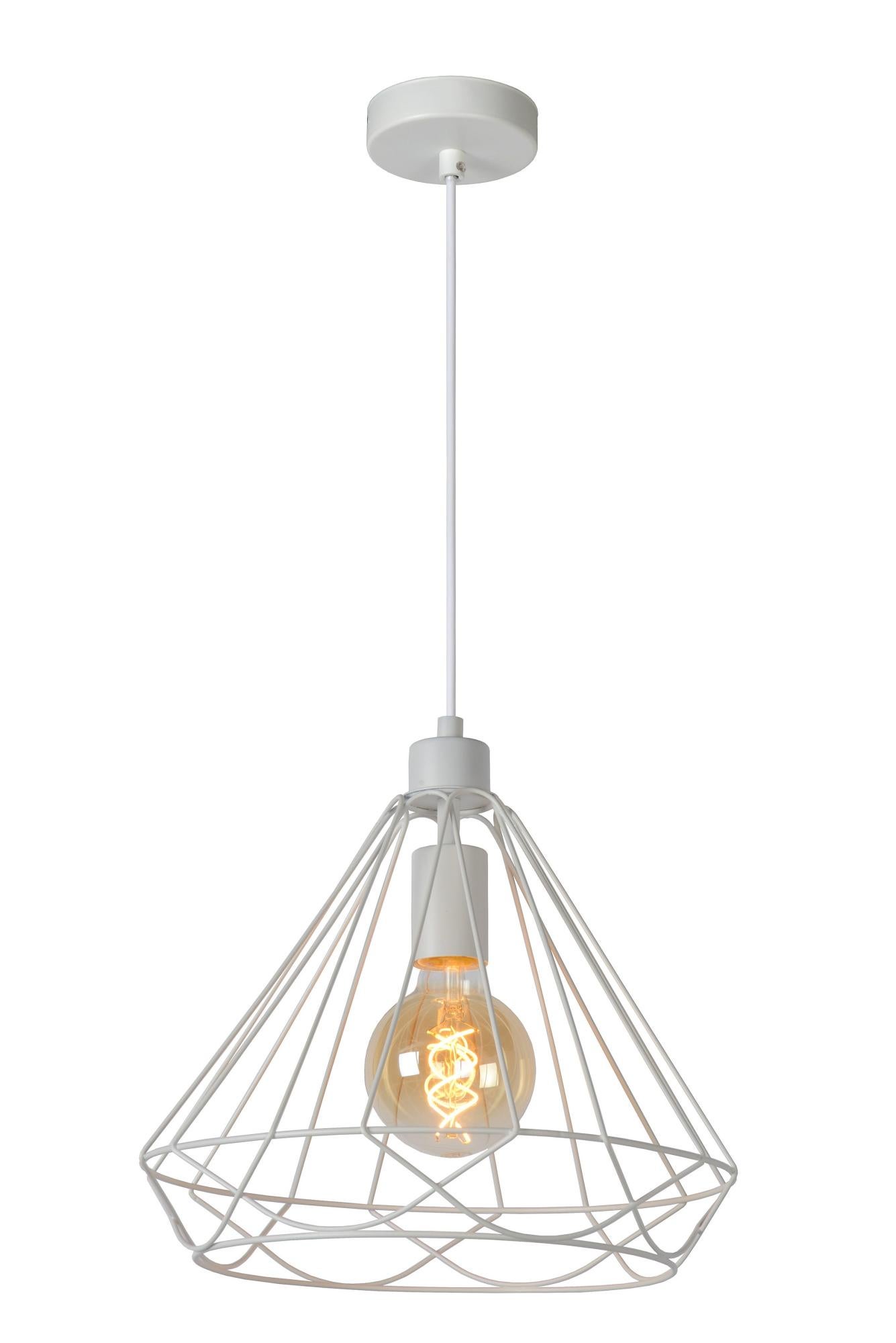 Lampada a sospensione Cloe 1xe27 nichel/bianco-legno grigio regx40x40 cm