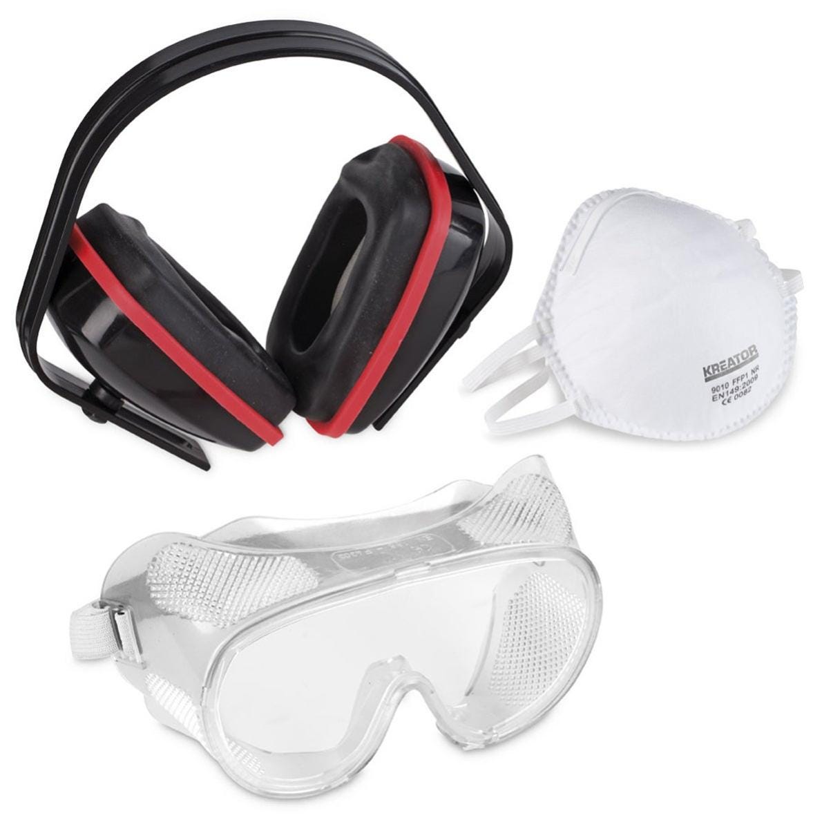 Kit de protection casque, masque FFP1 et lunettes