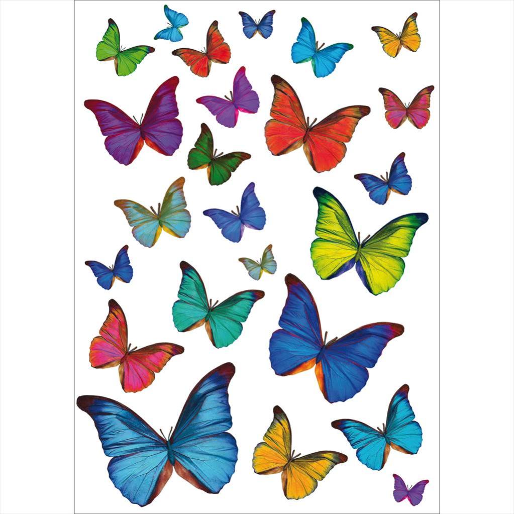 Sticker mural Motif Fleurs et coccinelle bleue et verte - 2 planches : 50 x  70 cm - 30 stickers - Stickers muraux - Stickers - Sélection shopping 