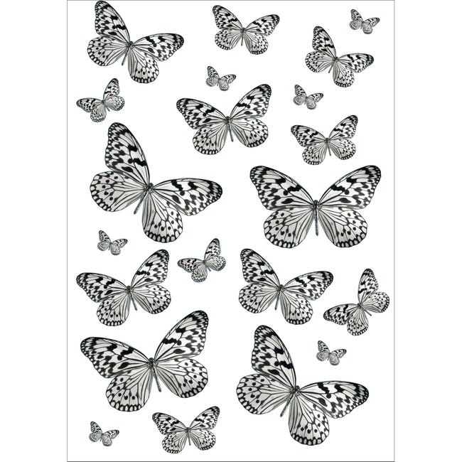 Stickers Papillon 2 Couleur Noir Finition Brillant Taille 12 cm