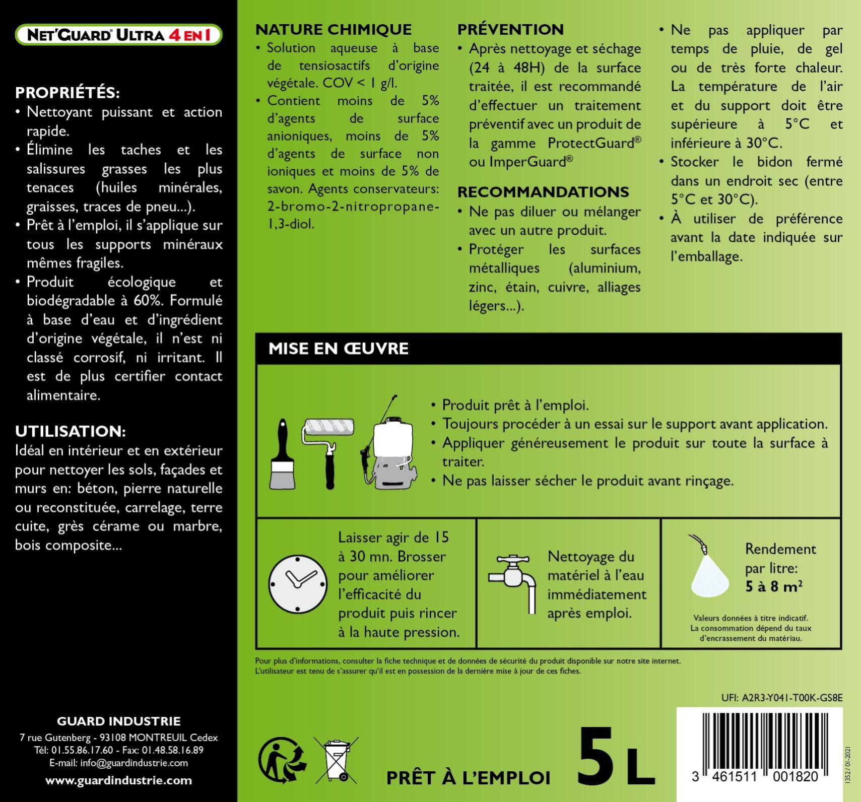 Nettoyant Net'guard ultra 4 en 1 GUARD INDUSTRIE, 5L Leroy Merlin