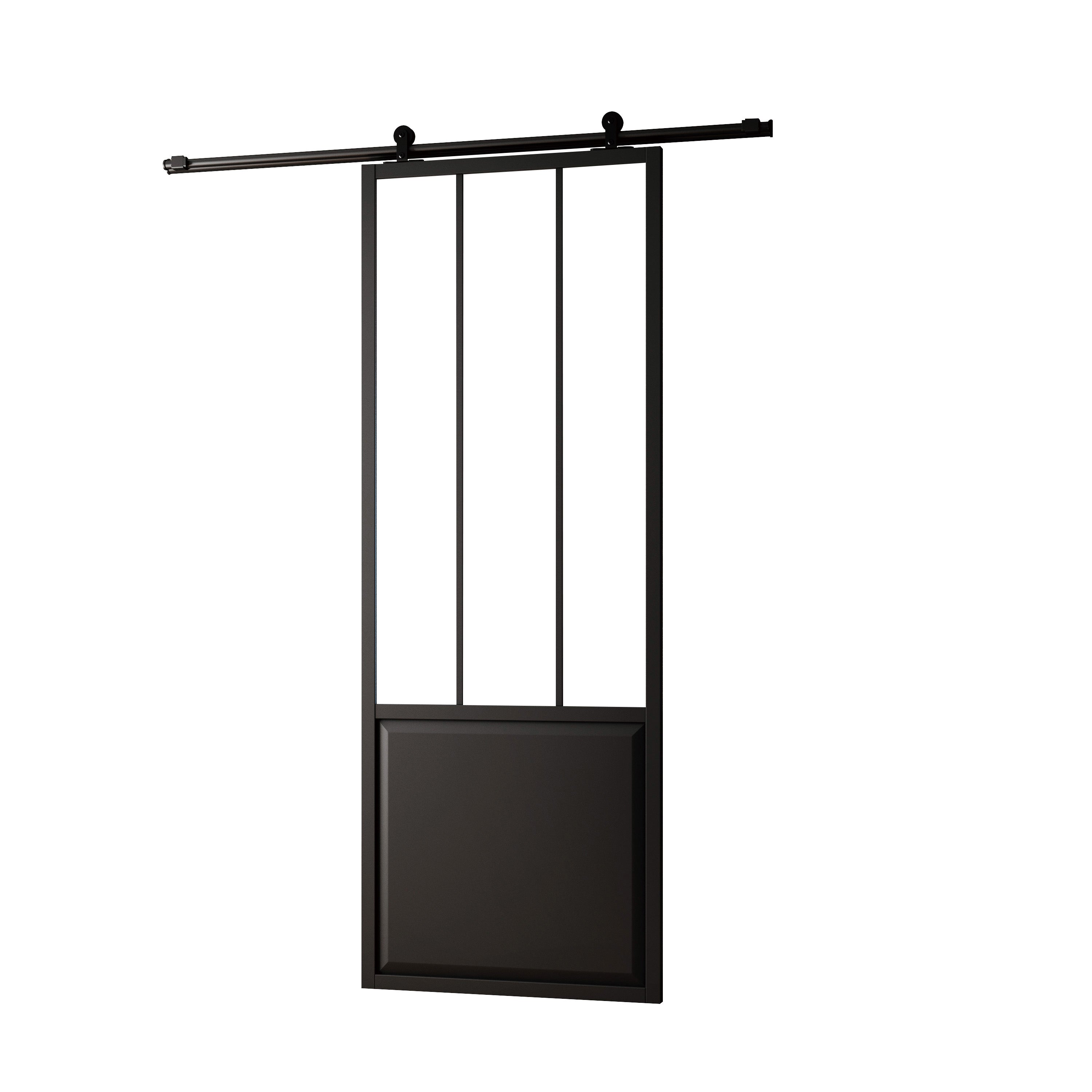 SIFISA - Porte coulissante alvéolaire type atelier - noir - sans mortaise -  204x93 cm