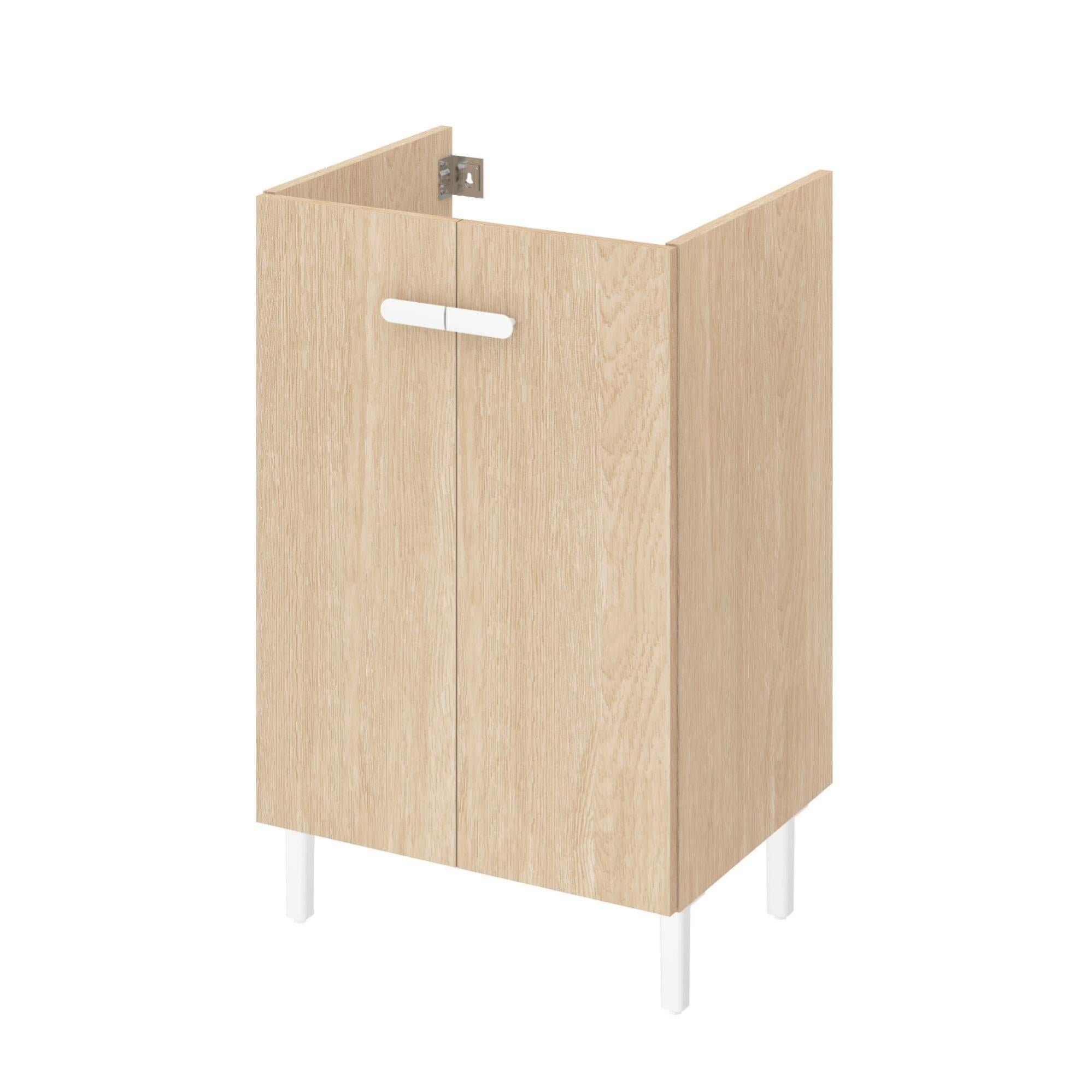 Meuble Sous Vasque L 50 X H 67 X P 40 Cm Effet Chene Naturel Easy Leroy Merlin