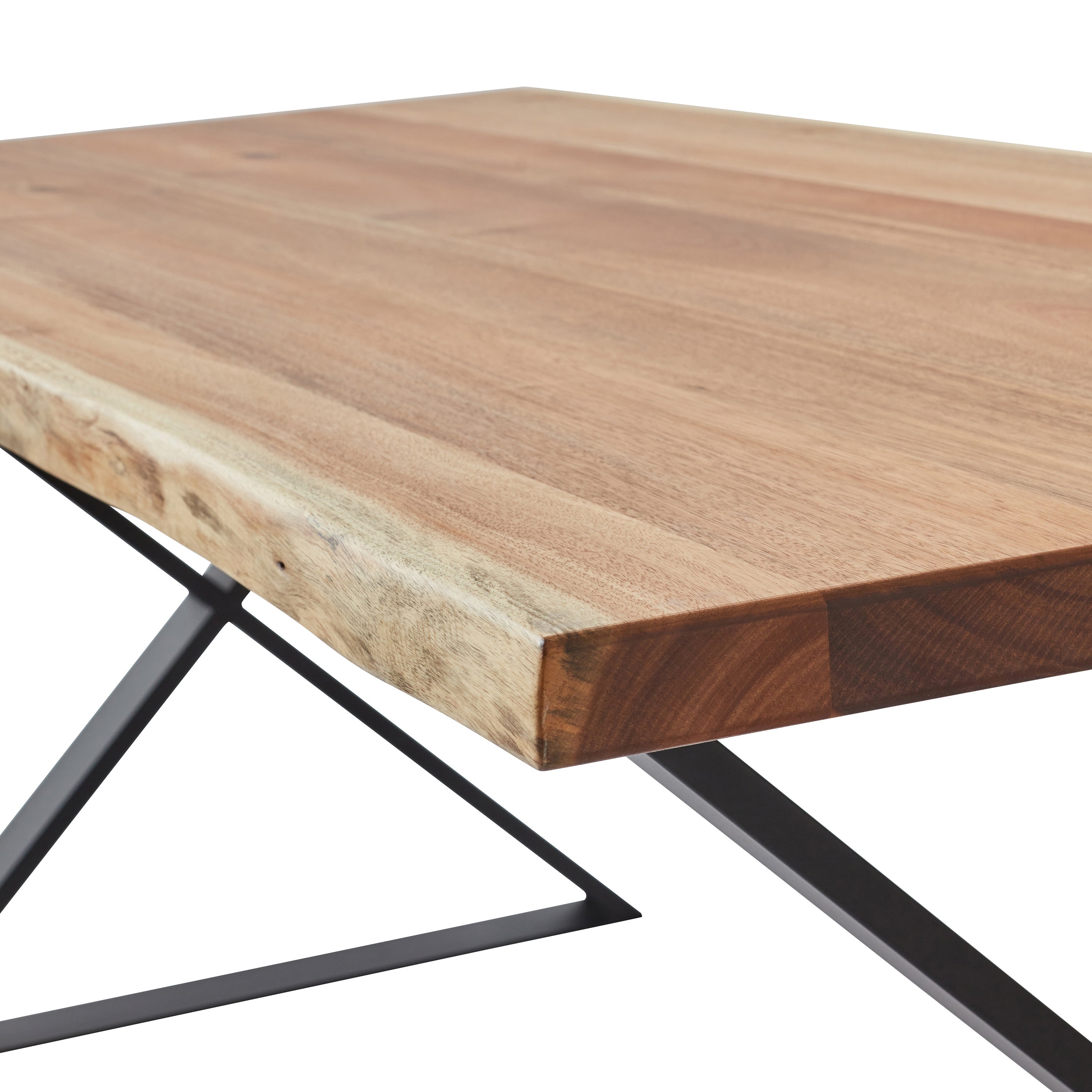 Plateau de table carré en chêne Ep 40mm avec 2 chants en forme d'écor