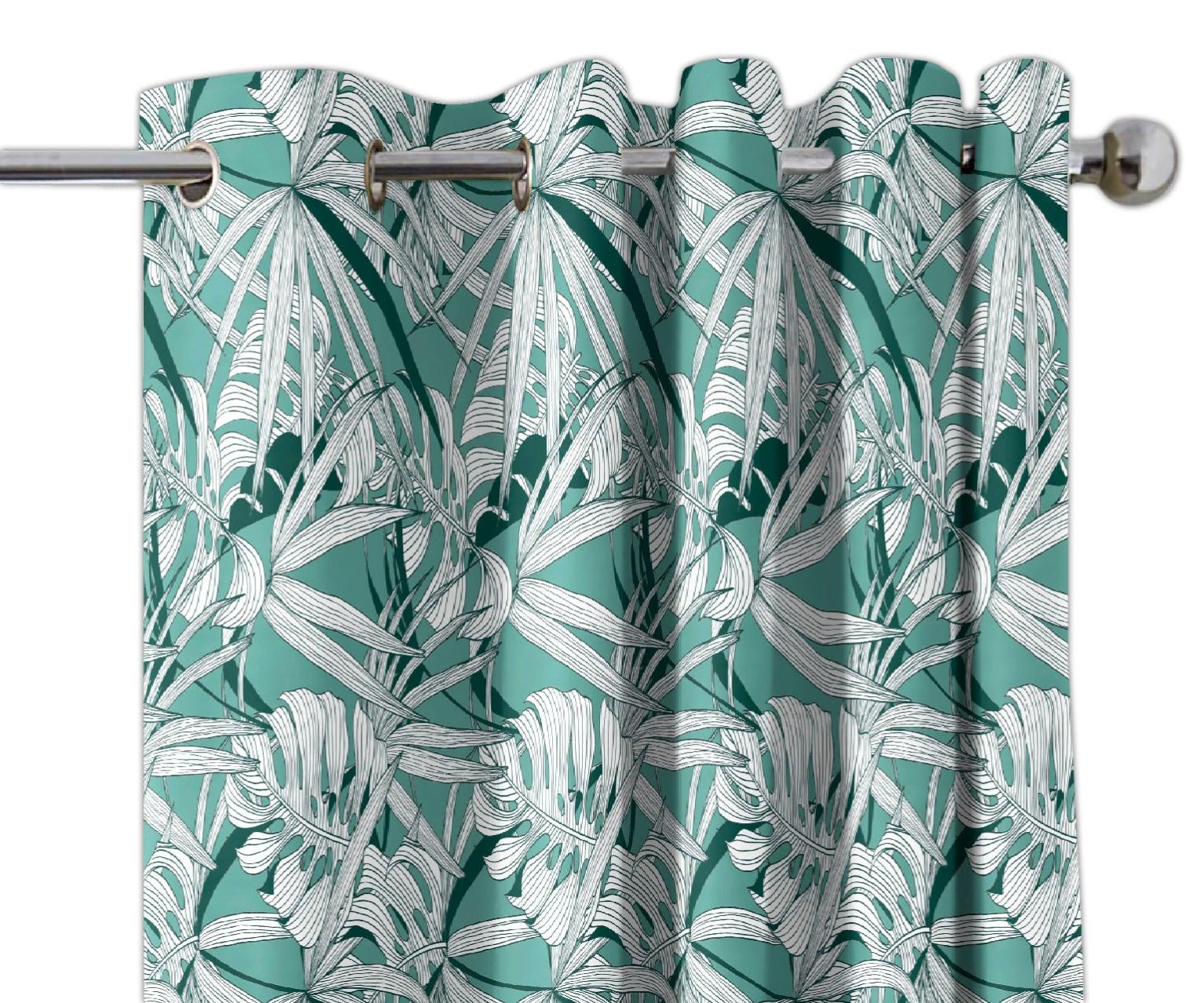 Rideau tamisant, coton, Palme jungle vert l.135 x H.260 cm | Leroy Merlin