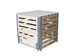 Cache-poubelle triple en acier et bois de pin traité 209 x 80 x