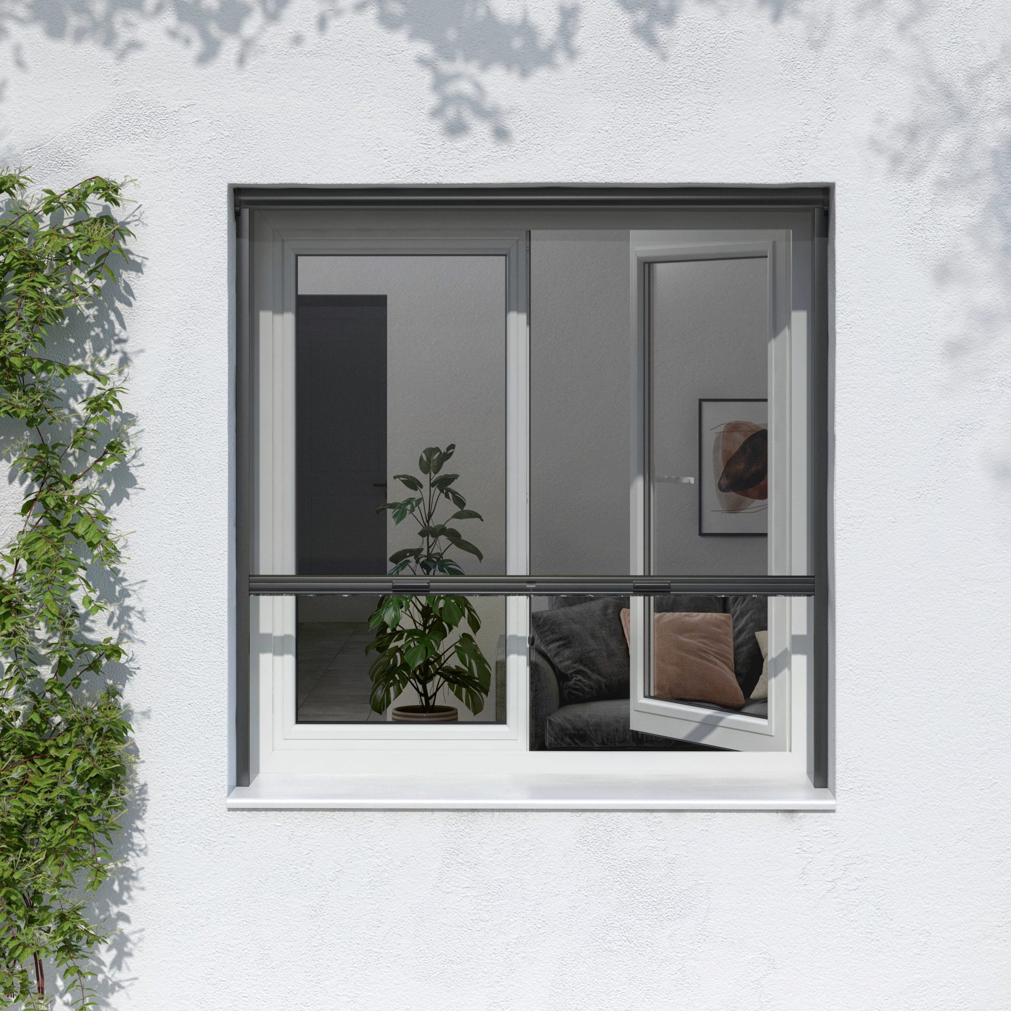 Moustiquaire pour fenêtre à enroulement vertical ARTENS gris H.100 x l.100  cm