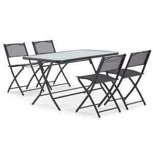 Table de camping et table pliante 120x60x55/62/70 cm + 4 chaises de camping