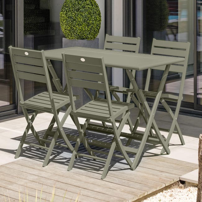 Table salon de jardin pliante et carrée en aluminium pour 2 personnes  MARIUS CITY GARDEN