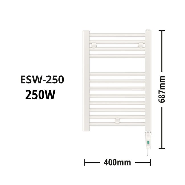 Sèche-serviettes électrique 250W, H69 x l40 cm Esw-250 blanc