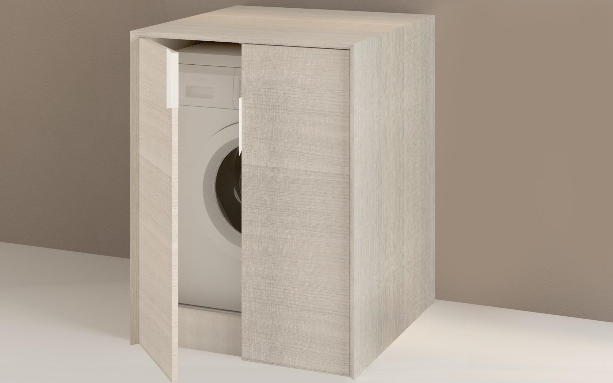 Meuble machine à laver l.70 x H.93 x P.73 cm, blanc rock, Space | Leroy