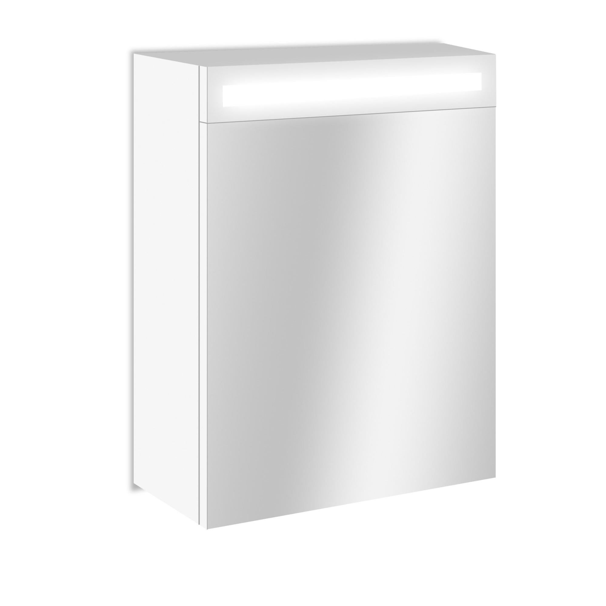 Armoire led 1p de toilette lumineuse l. 45 cm, blanc laqué Telio