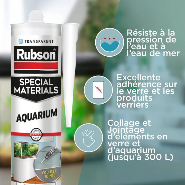 Rubson Mastic Colle Verre Aquarium 280 ml Transparent & Mousse Expansive  Power, Mousse pour isolation acoustique et thermique pour remplissage de