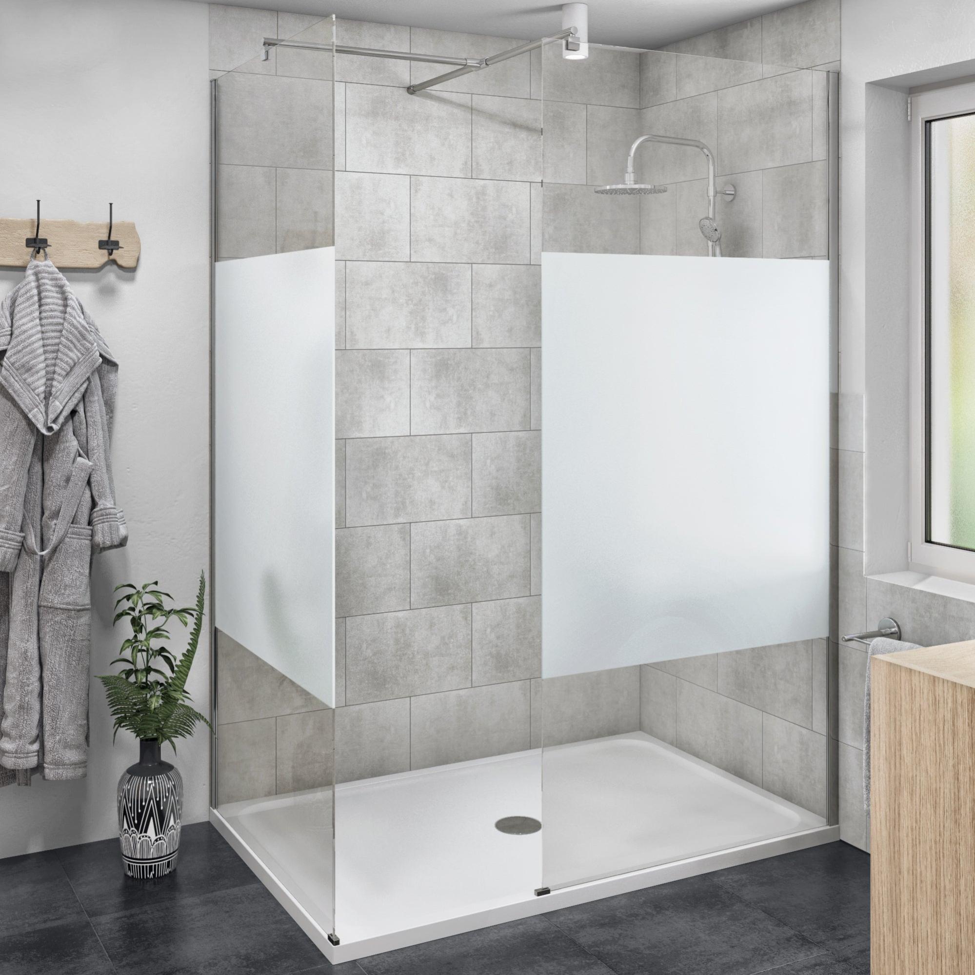 Douche italienne receveur easy blanc 90X140 cm paroi Easy VS argent