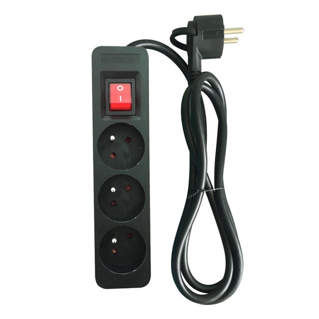 Bloc Multiprise Couleur - Interrupteur pour chaque sortie + stickers  d'identification - Interrupteur general - Cable 1,5 M - Norme NF - Blanc -  Électricité et domotique - Achat & prix