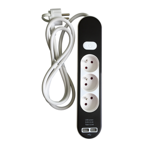 Multiprise avec USB, Multiprise avec 3 USB (5V/3.1A), Adaptateur de Prise 6  en 1 pour Chambre, Voyage et Bureau - Noir