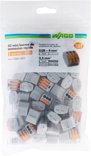 WAGO borne de raccordement série 294 - 2,50 mm² - 3 connexions - 1 voie -  DELILED SAS