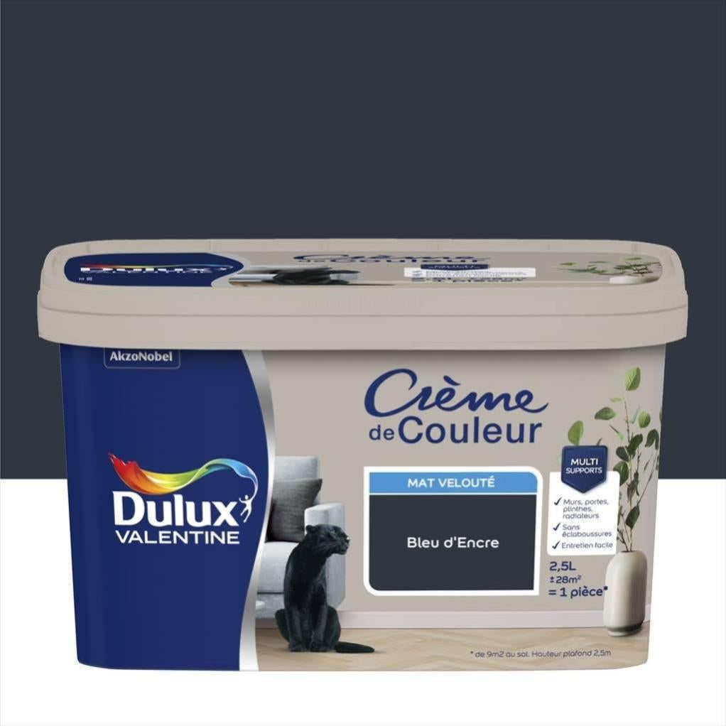Peinture bleu d’encre mur, boiserie Crème de couleur DULUX VALENTINE ...