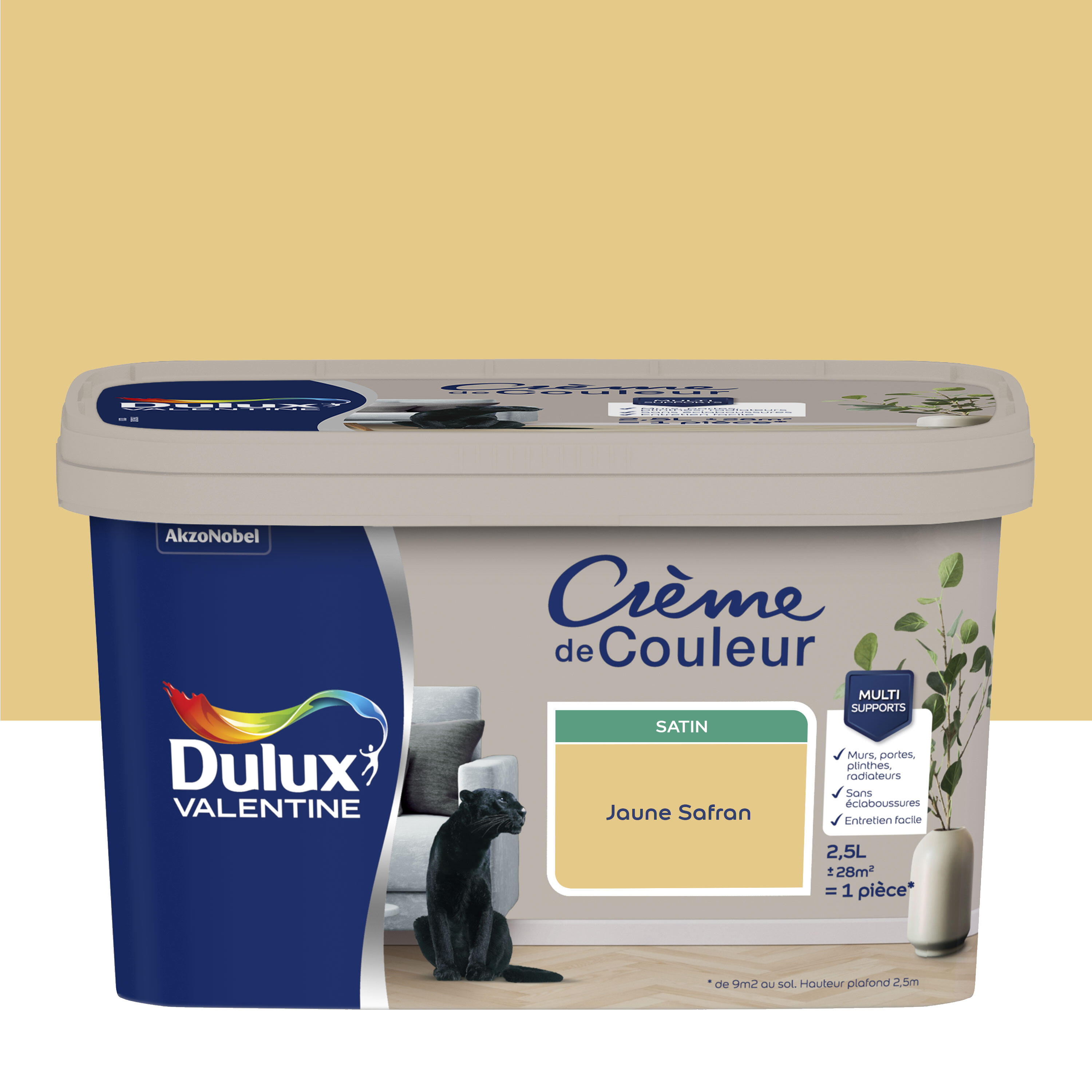 Peinture mur, boiserie Crème de couleur DULUX VALENTINE jaune safran ...