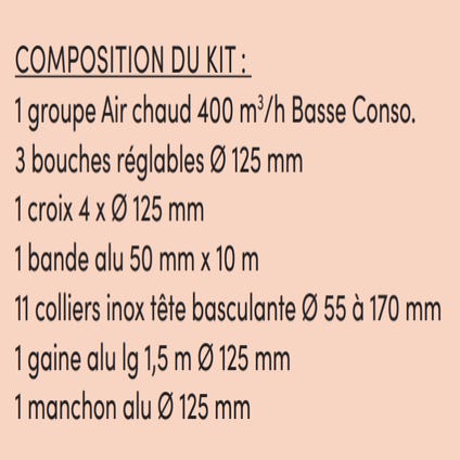 Kit et Groupe air chaud Basse Consommation - DMO