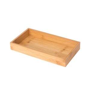 8x Caisse de rangement bambou, solide, boîte sans couvercle, HxLxP :  30x20x14 cm, salle de bain, cuisine, nature