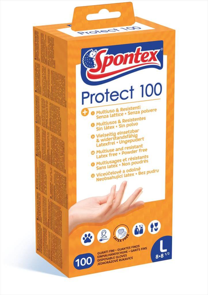 Lot De 100 Gants Nettoyage Quotidien Protect SPONTEX, Taille L | Leroy ...