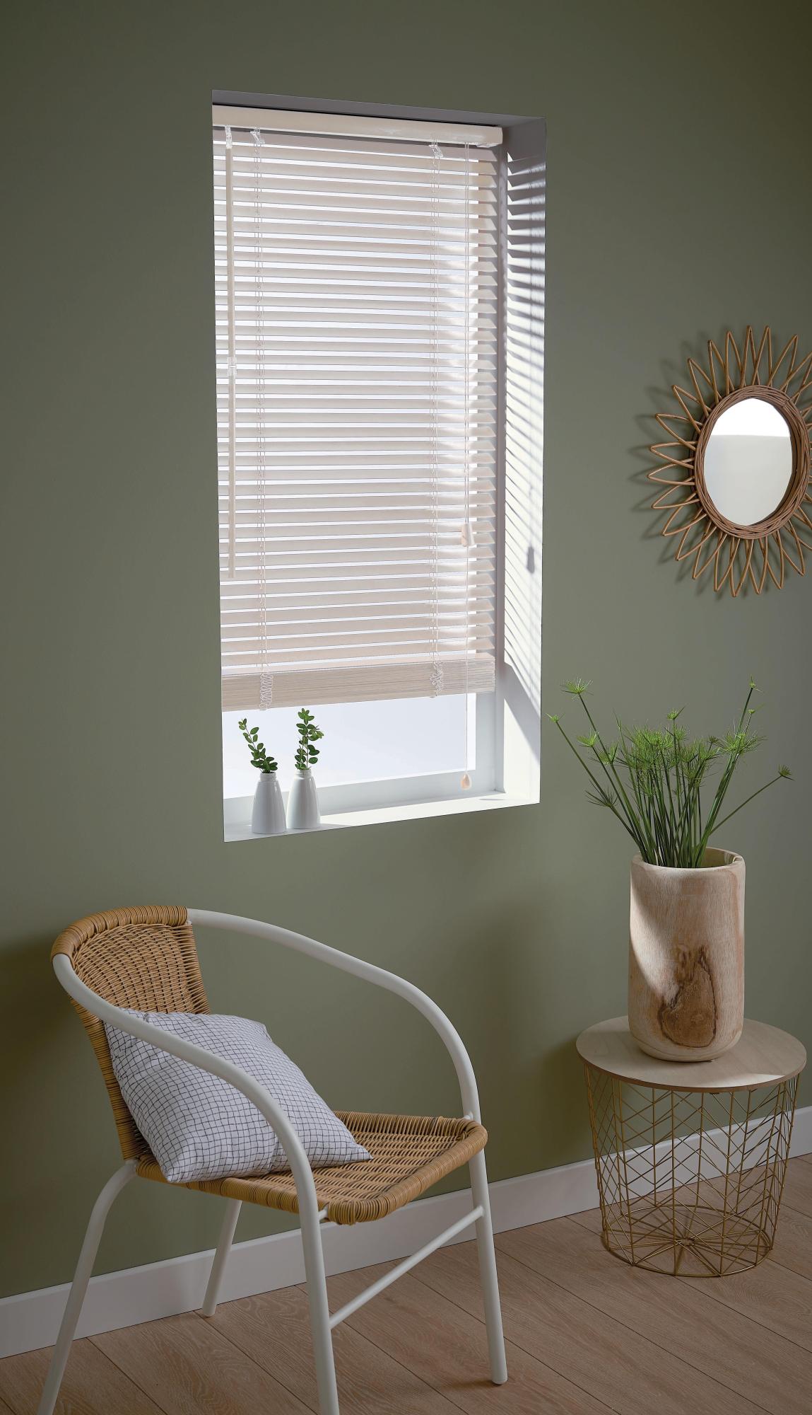 Store vénitien bois 27 mm, Rushmore blanc, l.60 x H.150 cm, INSPIRE