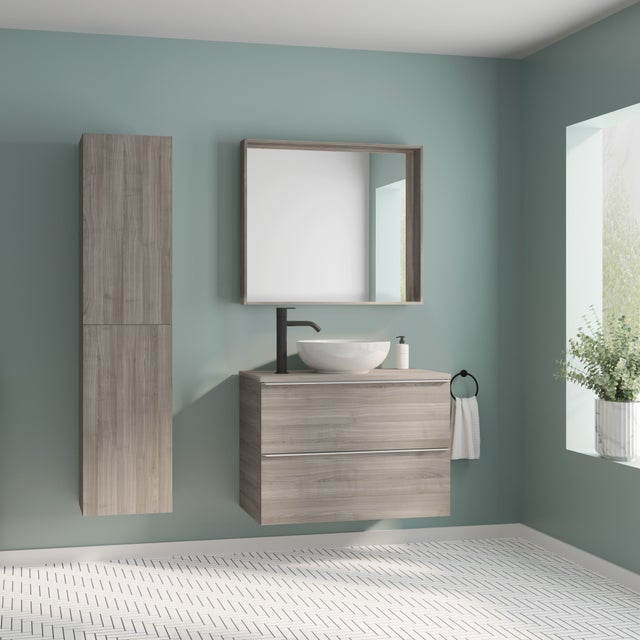 Meuble bas de salle de bain moderne 73 cm blanc brillant Savana